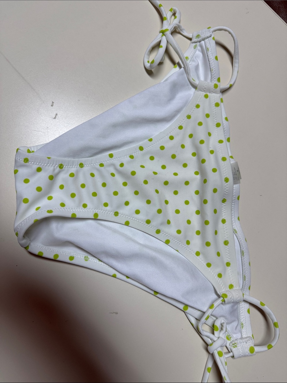 Victoria's Secret White Bandeau Bikini with Lime Polka Dots - Picture 10 of 13